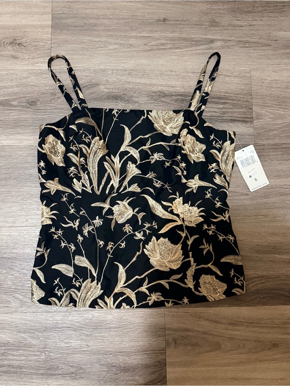 Dana Buchman Black and Gold Floral Cami
